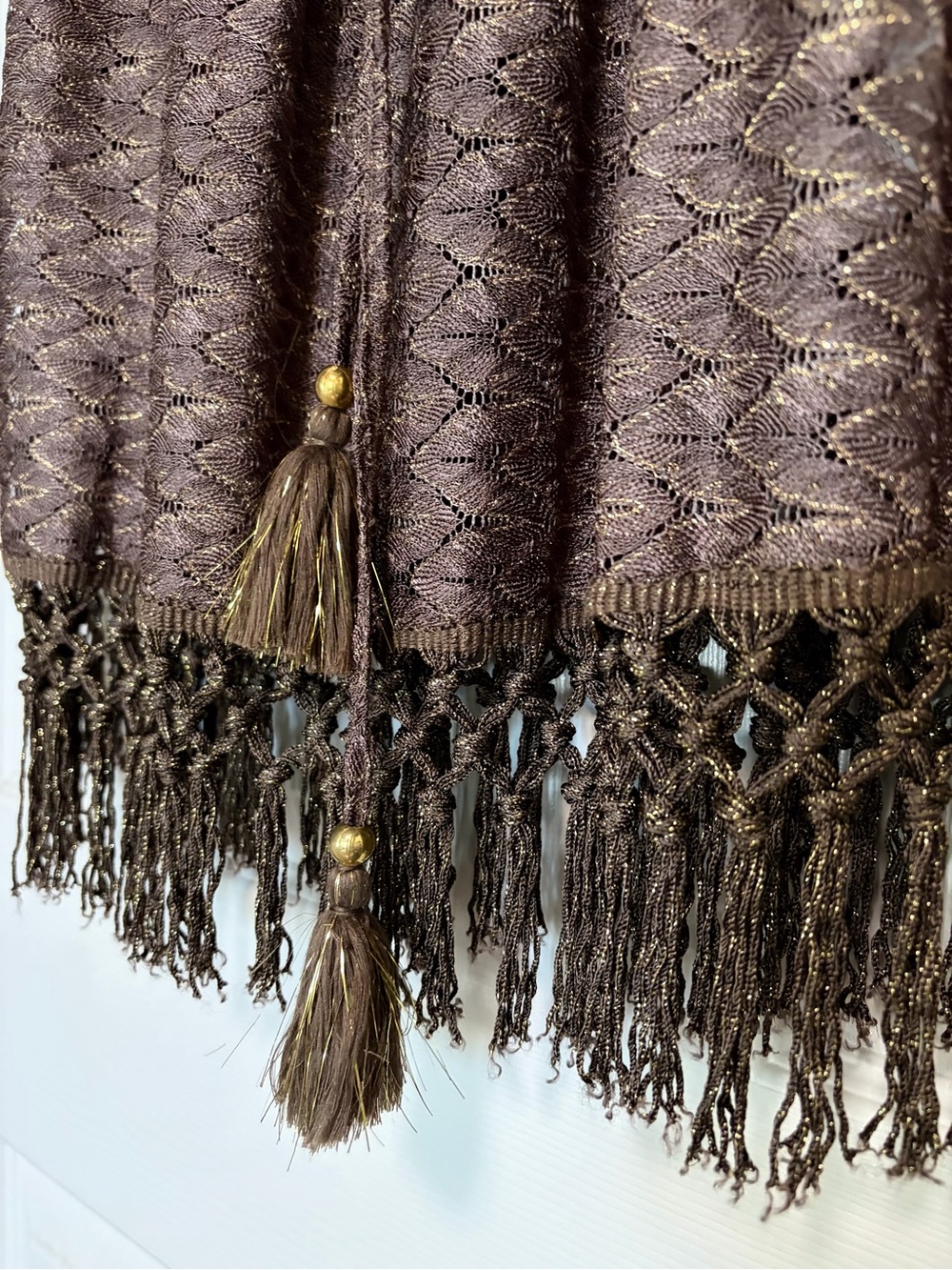 Swirl Lauryn Strapless Beach Cover-Up Bronze Goddess gold metallic tassels